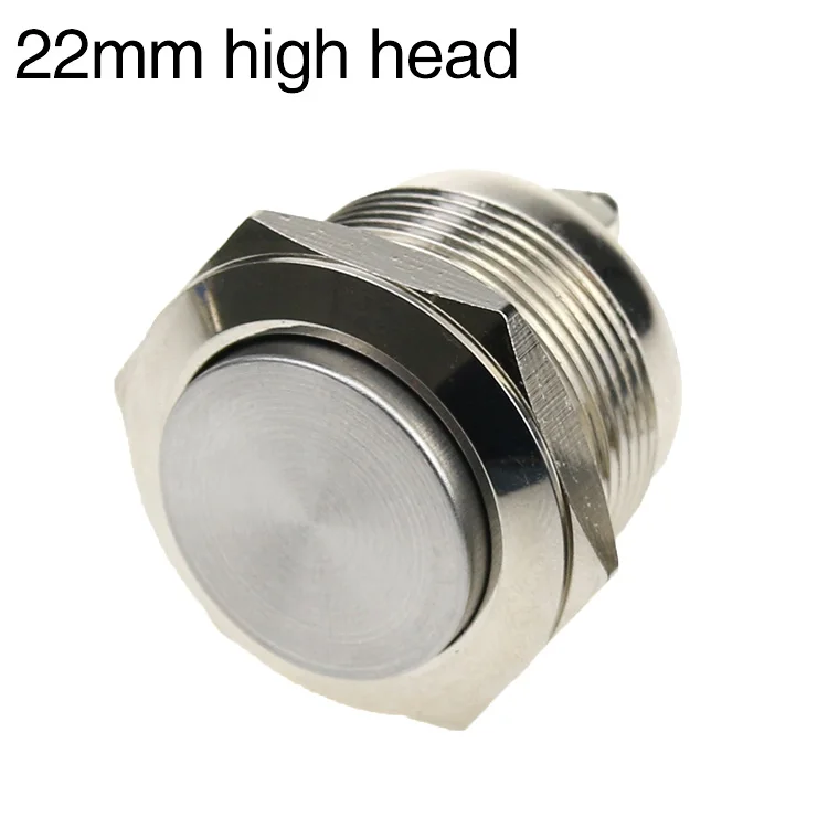 22mm high head 12/16/19/22 мм металлический кнопочный переключатель кнопка сброса дверной звонок винтовой штифт водонепроницаемый покрытие медью, никелем - Цвет: 22mm high head