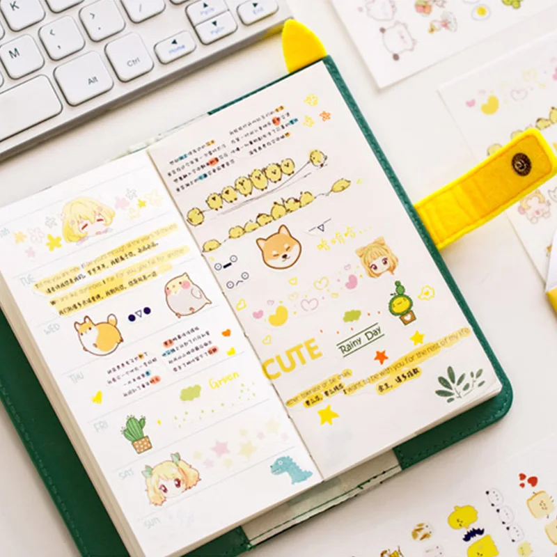 6 листов/партия Мультяшные растения Фруктовые животные бумажный декоративный