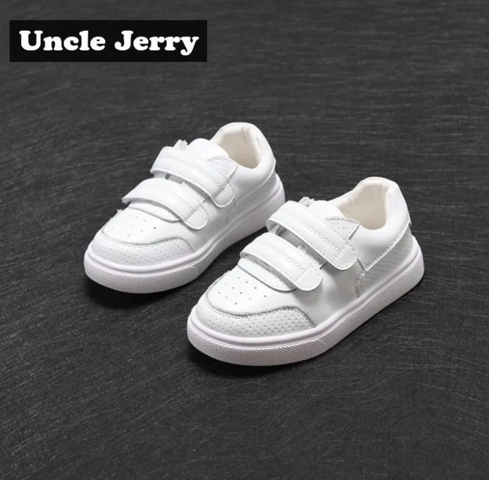 UncleJerry Genuine Leather Kids Casual shoes Breathable Children White Boys Girls Comfortable Soft Sneakers for baby | Детская одежда и