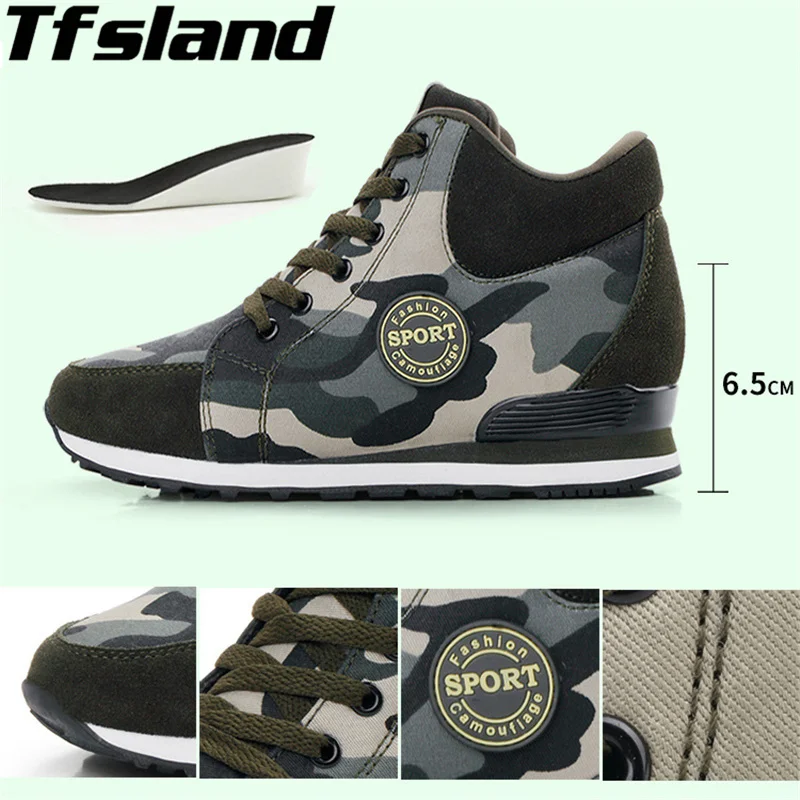Новинка женская дышащая обувь на танкетке с цифровым камуфляжным принтом