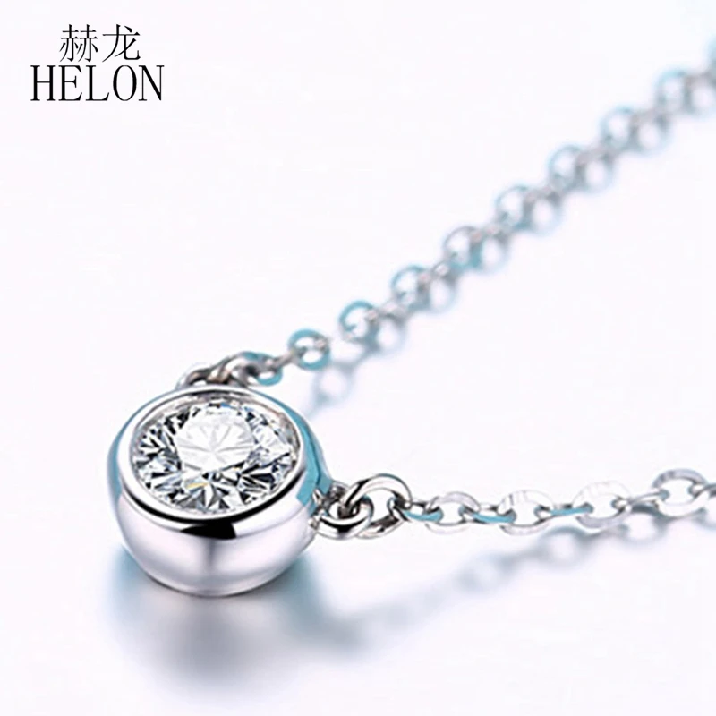HELON Твердые из белого золота 18 карат 0.30ct VVS/FG выращенные лабораторно кольцо с алмазом moissanites Обручение Свадебные Подвесные Ожерелья модные, ювелирное изделие, подарок
