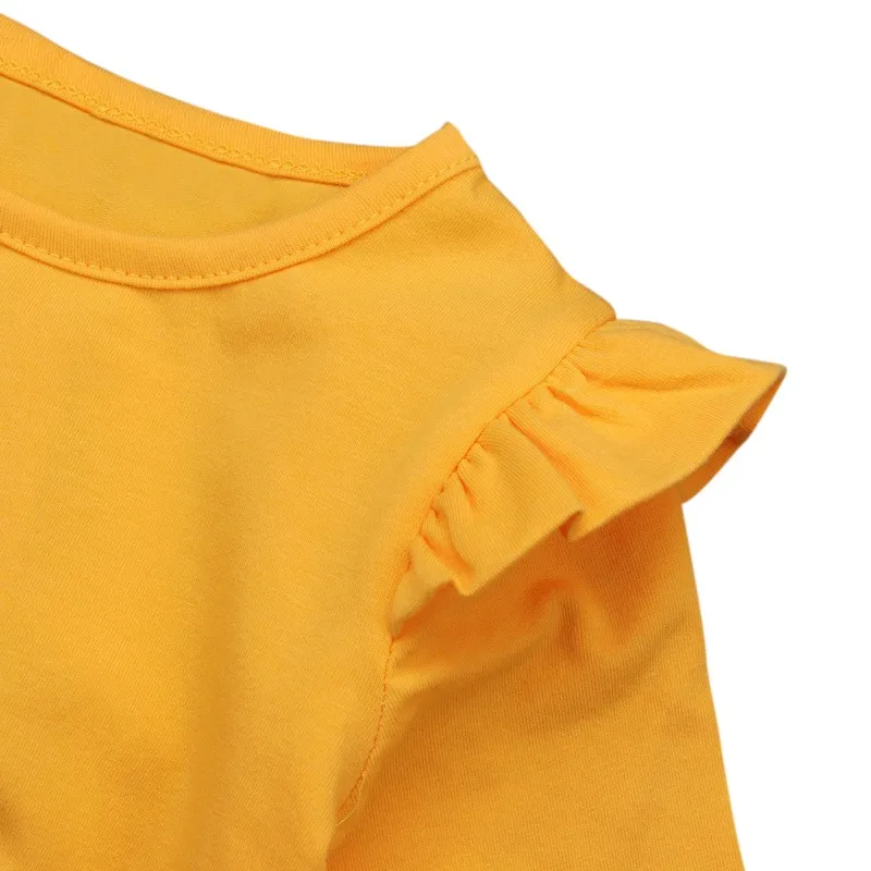 Spring Children Baby Girls Dressed Newborn Brief O Neck Yellow Princess Dress Clothing 2-5T |
