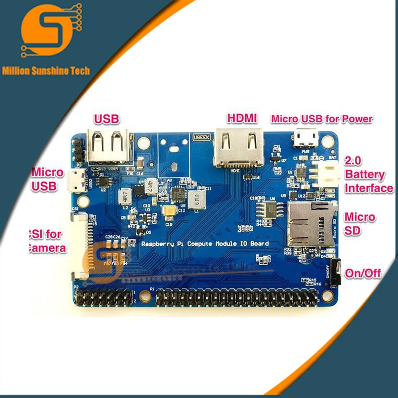 Raspberry Pi Computing Module CM3 Lite backplane CNC алюминиевый корпус батарея поддержки Плата расширения