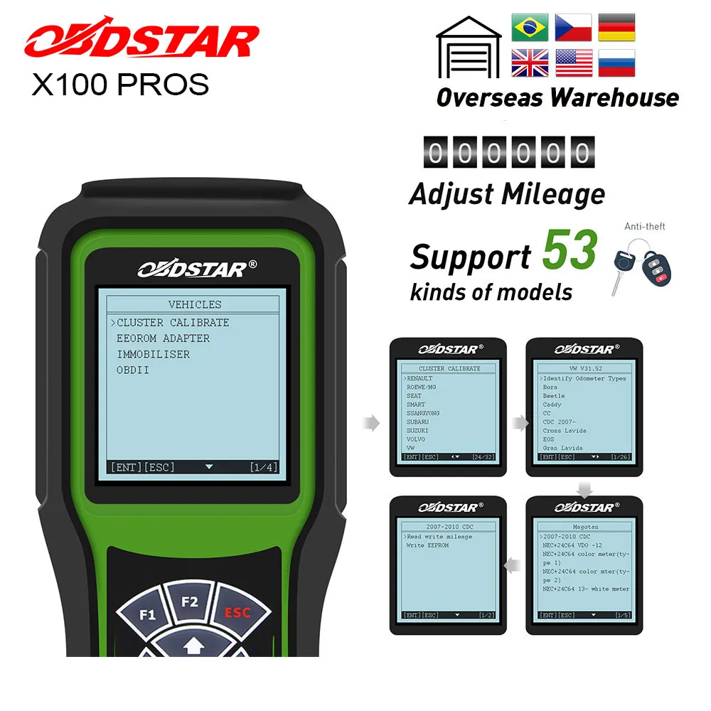 Программатор автомобильных ключей OBDSTAR X100 PROS C + D E иммобилайзер регулировка