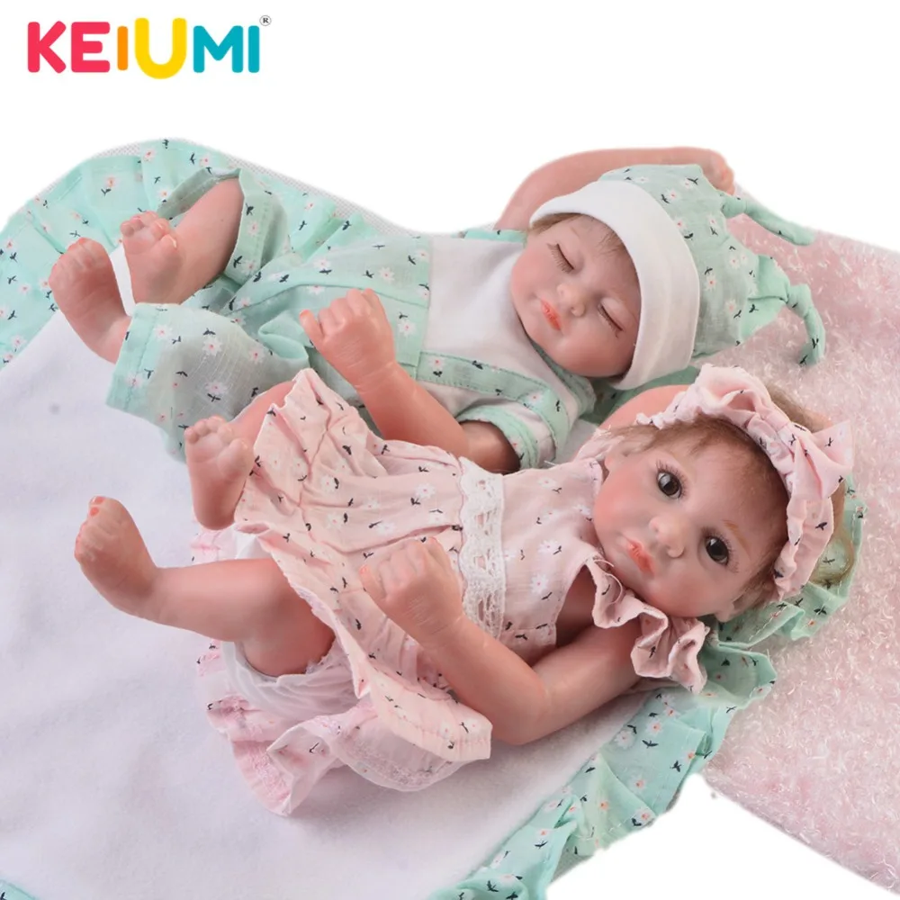 

Collectible 11 Inch Mini Reborn Dolls Twins Full Silicone 27cm Awake And Sleeping Girl Doll Baby Toy For Kids Christmas Gift