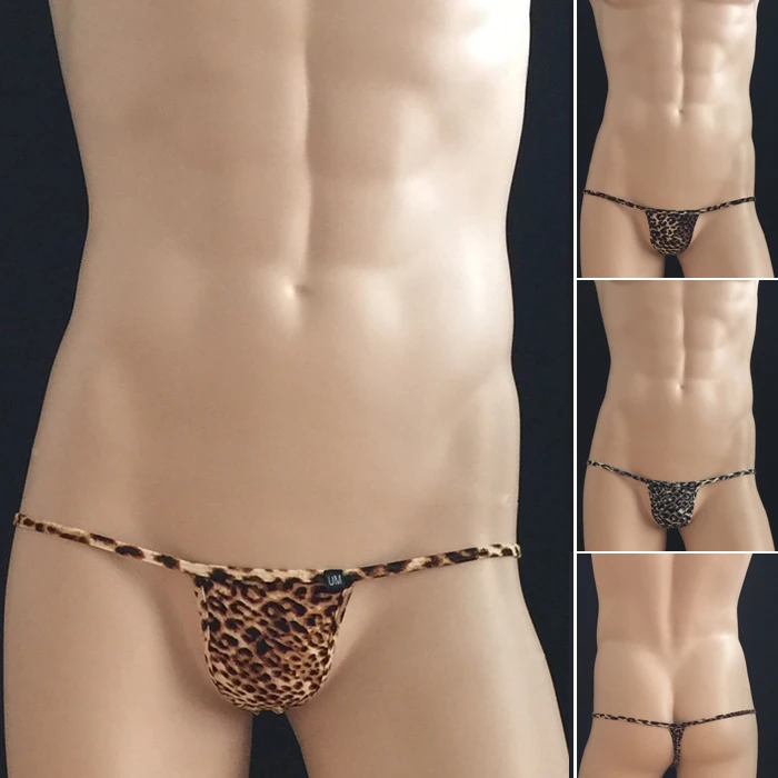 Леопард печати сексуальные мужские стринги эластичные обтягивающие Нижнее