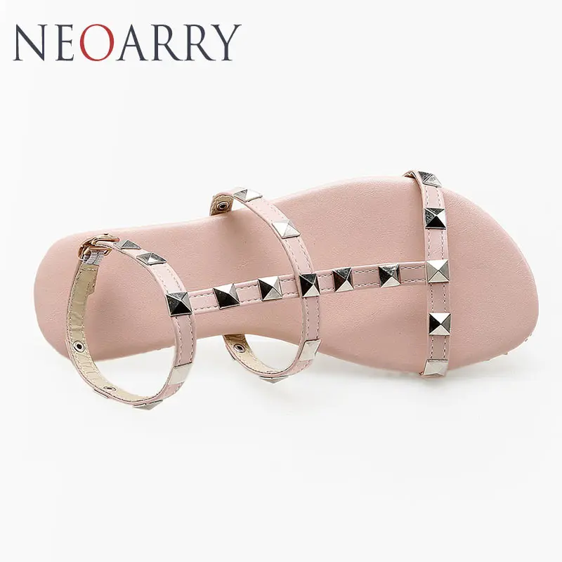 Neoarry Модные женские босоножки Пряжка на щиколотке с заклепками летние женская
