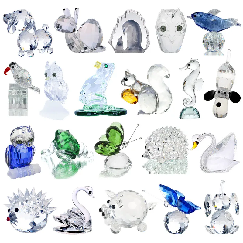 

H&D 18 Styles Crystal Animal Figurines Collection Cut Glass Ornament Statue Animal Collectible Gift Home Decor Wedding Favors