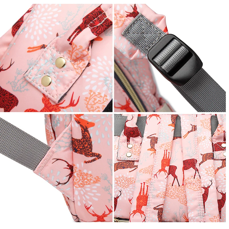 Модная сумка для подгузников мам с лосем вместительная водонепроницаемая