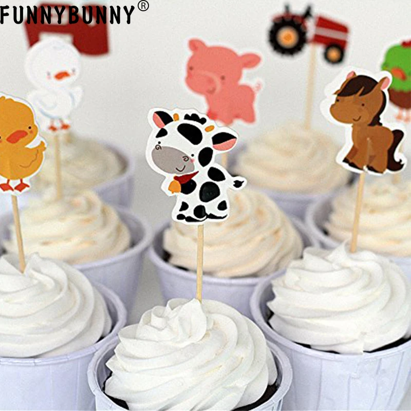 FUNNYBUNNY ферма зоопарк животное торт кекс закуска украшения Toppers выбирает 24