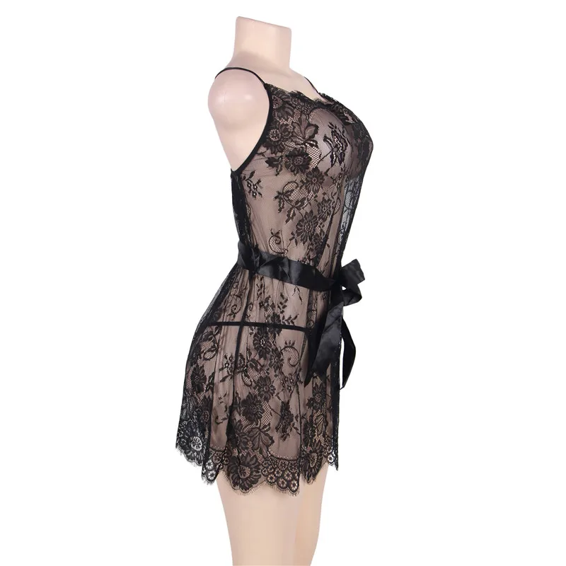 RS80455 Camisola сексуальное нижнее белье Прозрачная кружевная ночная рубашка M L