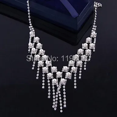 (1 Pc)European (iamond Pearl Tassels) as Picture Alloy Necklace and Earring|necklace wire|necklace earring setnecklace rack |