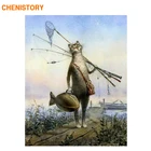 Набор для рисования по номерам на холсте, кошка и рыба