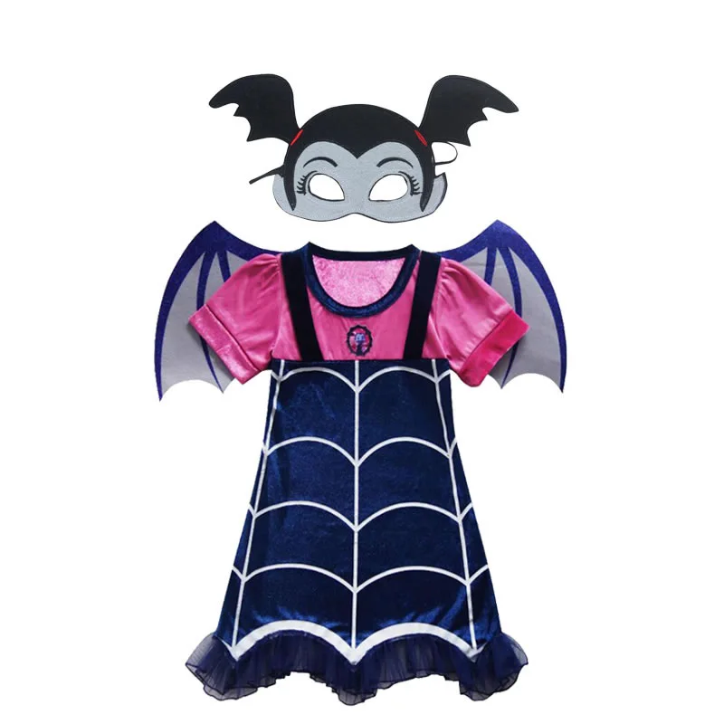 Disfraz Vampirina/костюм для девочек, платье для Хэллоуина, Детская повязка на голову с маской, Эксклюзивное платье для детей, Elza vetement enfant fille, Маскировка