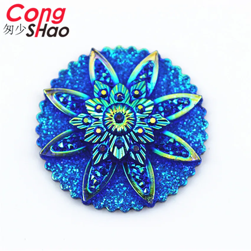 Cong shao 30 шт. 30 мм AB круглые цветы смолы горный хрусталь аппликация Flatback камни и кристаллы кнопки для рукоделия одежды DIY CS528
