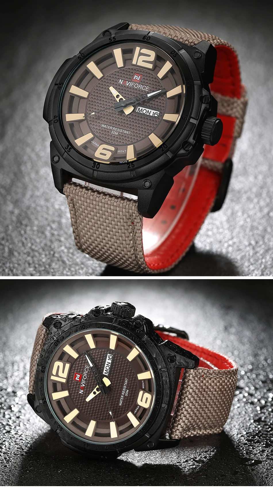 NAVIFORCE Mens Watches Top Brand Luxury Men Fashion Business Quartz Watch Male Nylon Strap Wristwatch with Date and Week Display