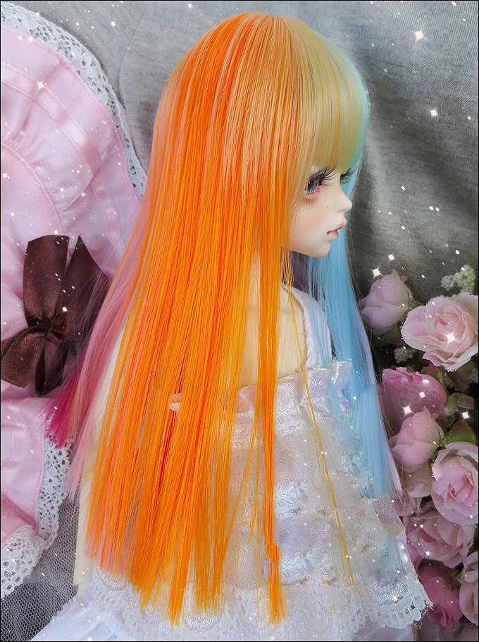

Детская игрушка ручной работы, аксессуары для кукол 1/3 1/4 BJD/SD, парик для кукол, проволока высокой температуры, красочные прямые волосы