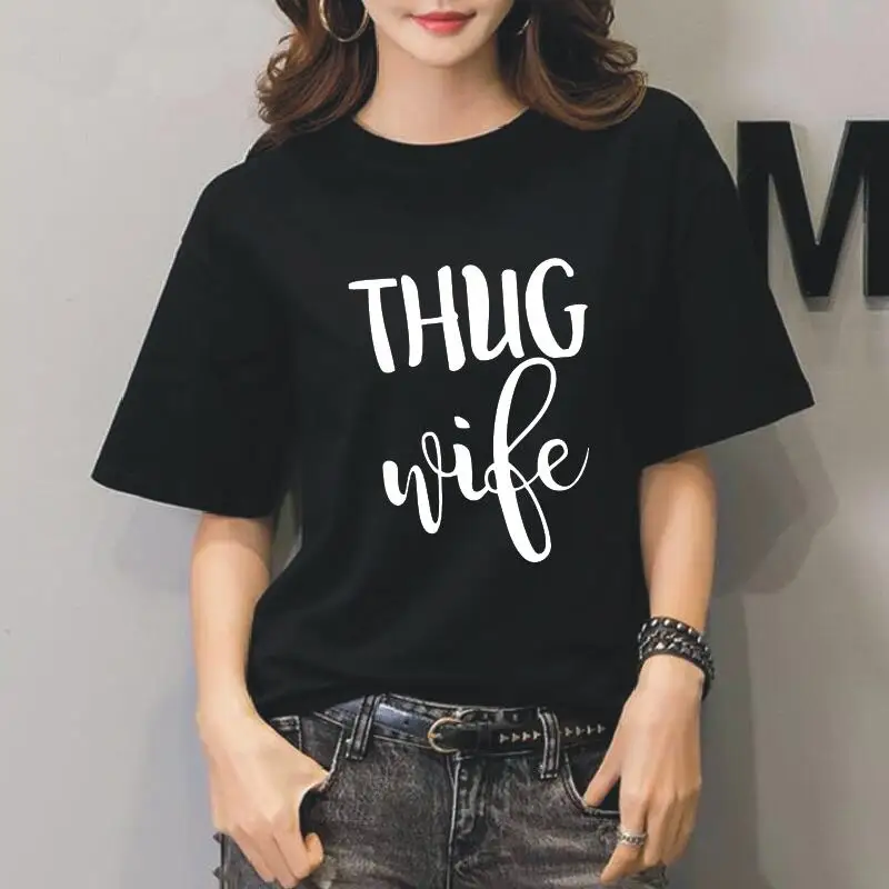 Хипстерская футболка с надписью Thug Woman женские топы Повседневная коротким