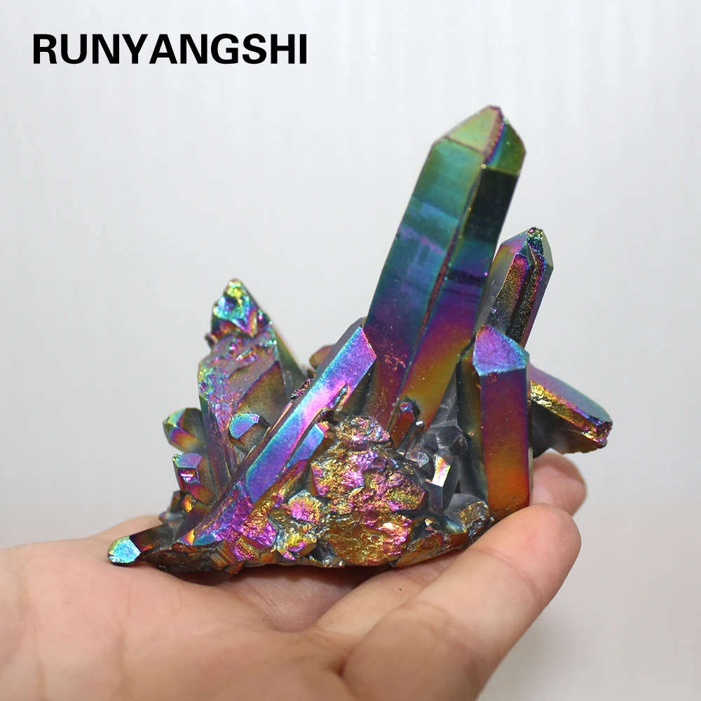 Кластер натуральные кристаллы семь радужных радуг гальваническое покрытие