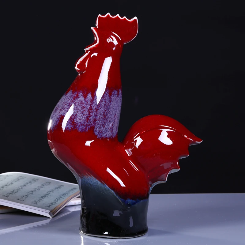 

ceramic ornaments handmade sculpture porcelain enamel color change chicken year Home Furnishing Crafts Ornament