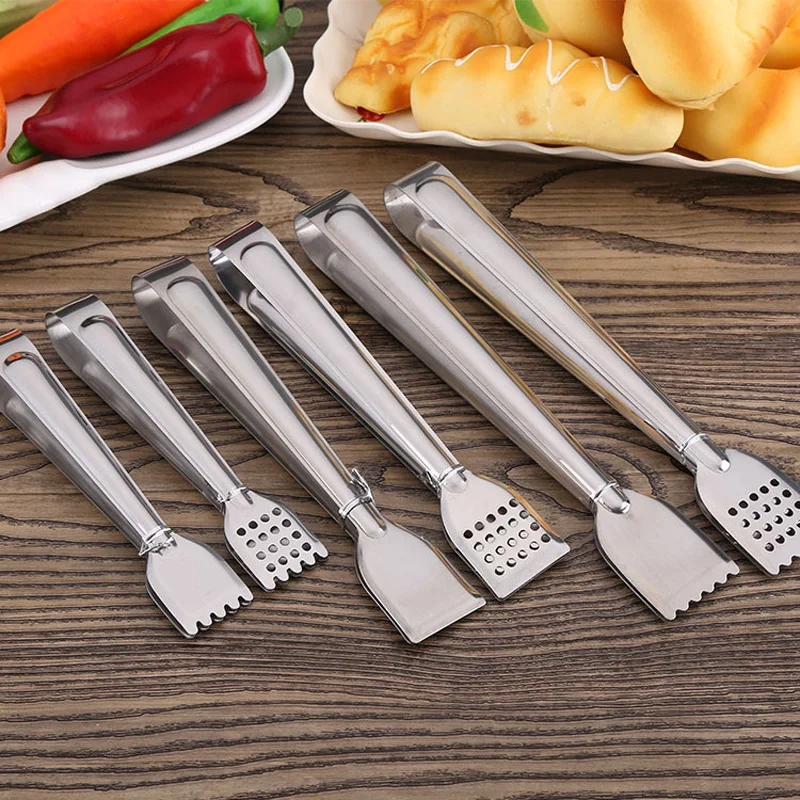 

300pcs/lot Bread Food Tongs Kitchen Buffet Cooking Stainless Steel Tool Anti Heat Bread Clip Pastry Clamp Barbecue Tongs
