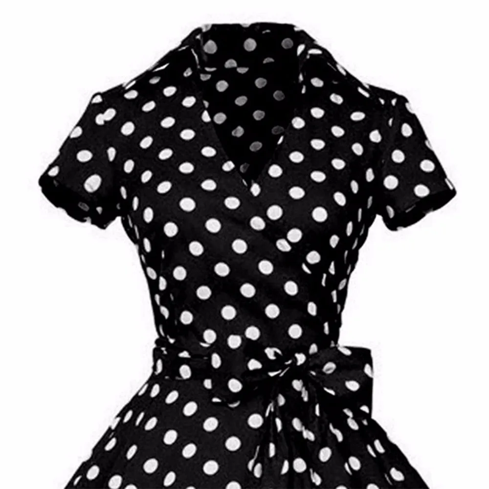 Kenancy Женские Ретро платья Одри Хепберн 1950s 60s рокабилли горошек бант Pinup Бальные вечерние платья размера плюс Vestidos