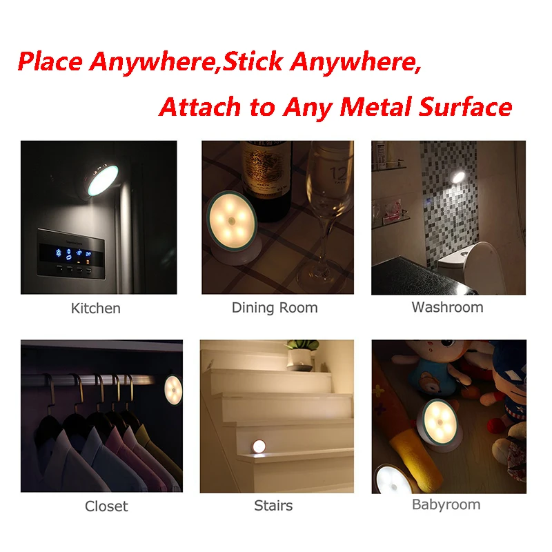 Светодиодный Ночной светильник с поворотом на 360 градусов магнитный ИК датчик