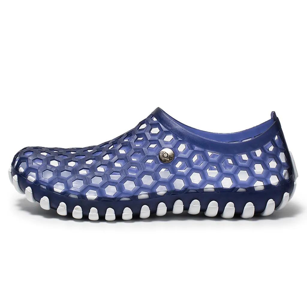 Men Sandals Summer Hollow Slippers Men Lightweight Beach Casual Shoes Outdoor Male Sandals Water Shoes Sandalia Masculina - Цвет: Синий