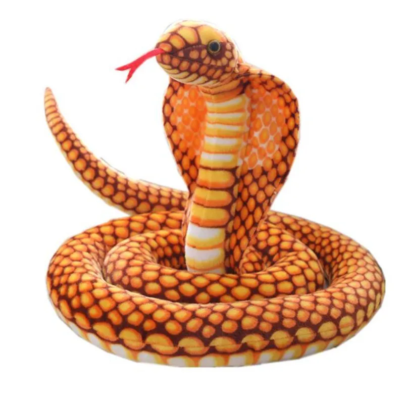 

1PC Realistic Giant Stuffed Animals Naja Nivea Cape Cobra Plush Toys Snake Kids Holiday Birthday Gifts, 82.7" /210cm Long