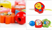 26pcs wooden toys baby diy toy cartoon fruit animal stringing threading wooden beads toy monterssori educational for kids gyh