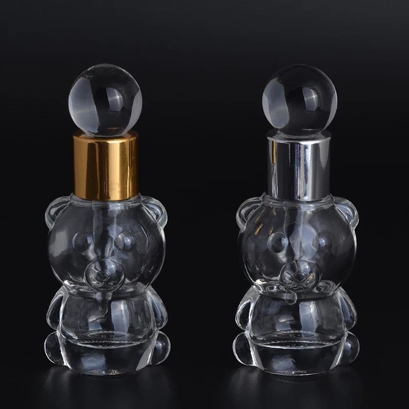 

MUB - Stylish Transparent Small Bear 8ml Glass Refillable Bottle Drop Lovely Bear Empty Travel Perfume Bottles With Aluminum Cap