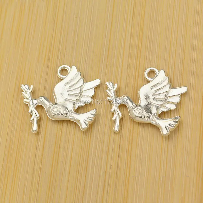 Шарм Подвеска голубь мира с оливковой веткой Винтажные Ювелирные изделия из