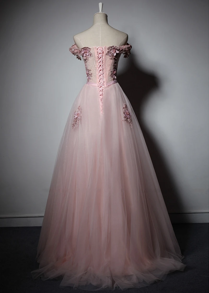 Розовые длинные Кружево Вечерние платья партия линия красивые Для женщин Пром