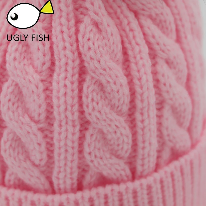 Шапочки шапочки для детей шапка с меховым помпоном зимние шапки детские