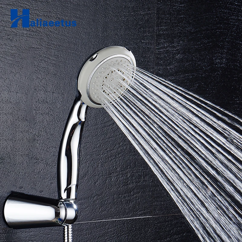 Water Saving Shower head Five function Pressure Boost chrome rain shower head ABS Holes hand shower   bathroom accessorie