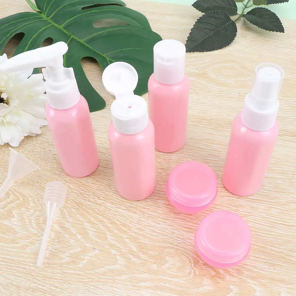 8pcs Travel Refillable Bottles Set Plastic Bottle Spray Lotion Shampoo Cosmetic PET Sub-bottle Portable Container Bot | Красота и