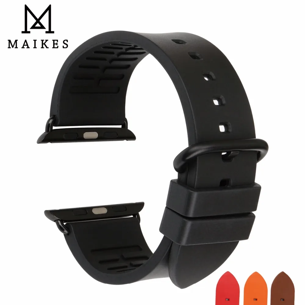 MAIKES фторокаучуковый ремешок для часов Apple Watch 42 мм 44 мм 40 мм серия 4 3 2 1 все модели iWatch ремешок 38 мм
