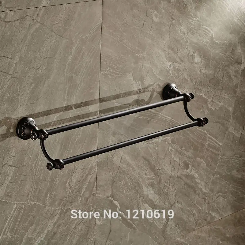 Newly Oil Rubbed Bronze Double Towel Bars Rails Retro Style Bathroom Rack Shelf Wall Mount | Обустройство дома