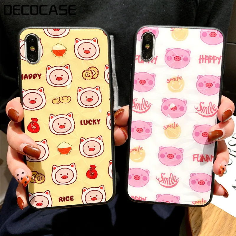 DECOCASE милые забавные свиньи желтые розовые летние женские силиконовые чехлы для