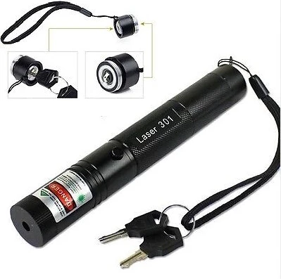 Powerful 301 Green Laser Pointer Pen Beam Light Lazer High Power 20000m 532nm adjustable focus burn match with safe keys |