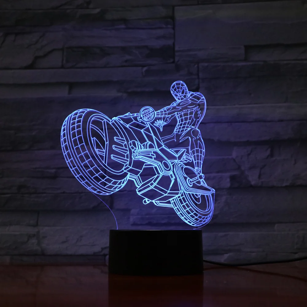 Мотоцикл лампа с 3D оптической иллюзией LED RGB ночник для детей Освещение дома