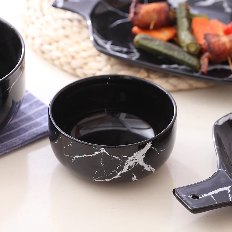 Креативный дизайн Мраморная зернистая керамическая миска для риса фарфоровая