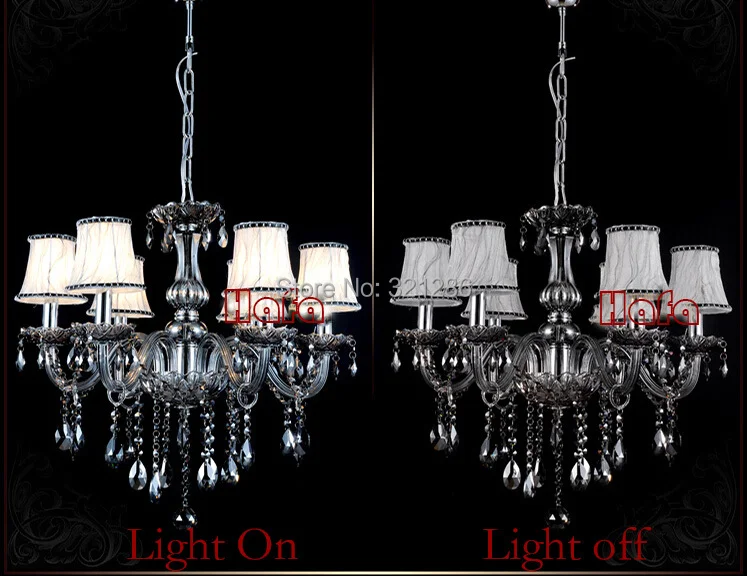 Новая современная Дымчатая серая хрустальная люстра K9 с 6 лампами для спальни