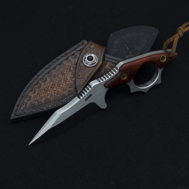 Mini Rescue Neck Knife Rose Wood Handle Tactical Fixed Blade Outdoor Straight Knives Hunting Survival Tools Multi |