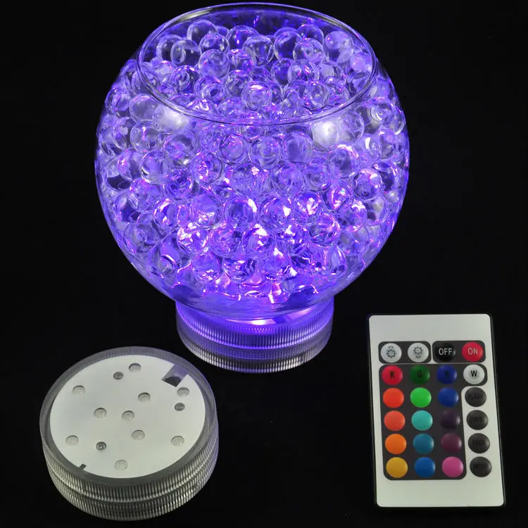 3AAA Battery Operated 2.8inch 10Multicolors RGB LED Submersible Waterproof Mini Light Base For Wedding Party Events W/Remote | Лампы и