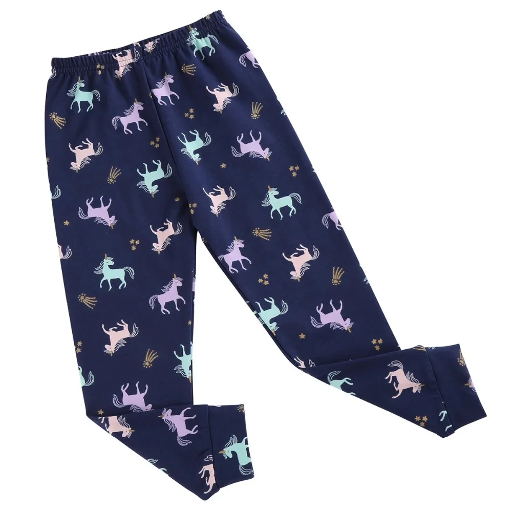 Леггинсы для девочек с мультяшным единорогом Длинные Хлопковые Штаны малышей