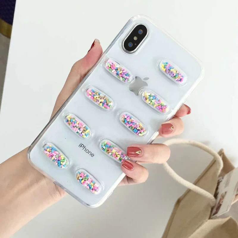 Phone Case For iphone XR XS X MAX 8 7 6 6s Plus Stylish Funny 3D Pills Transparent Soft Back Cover |