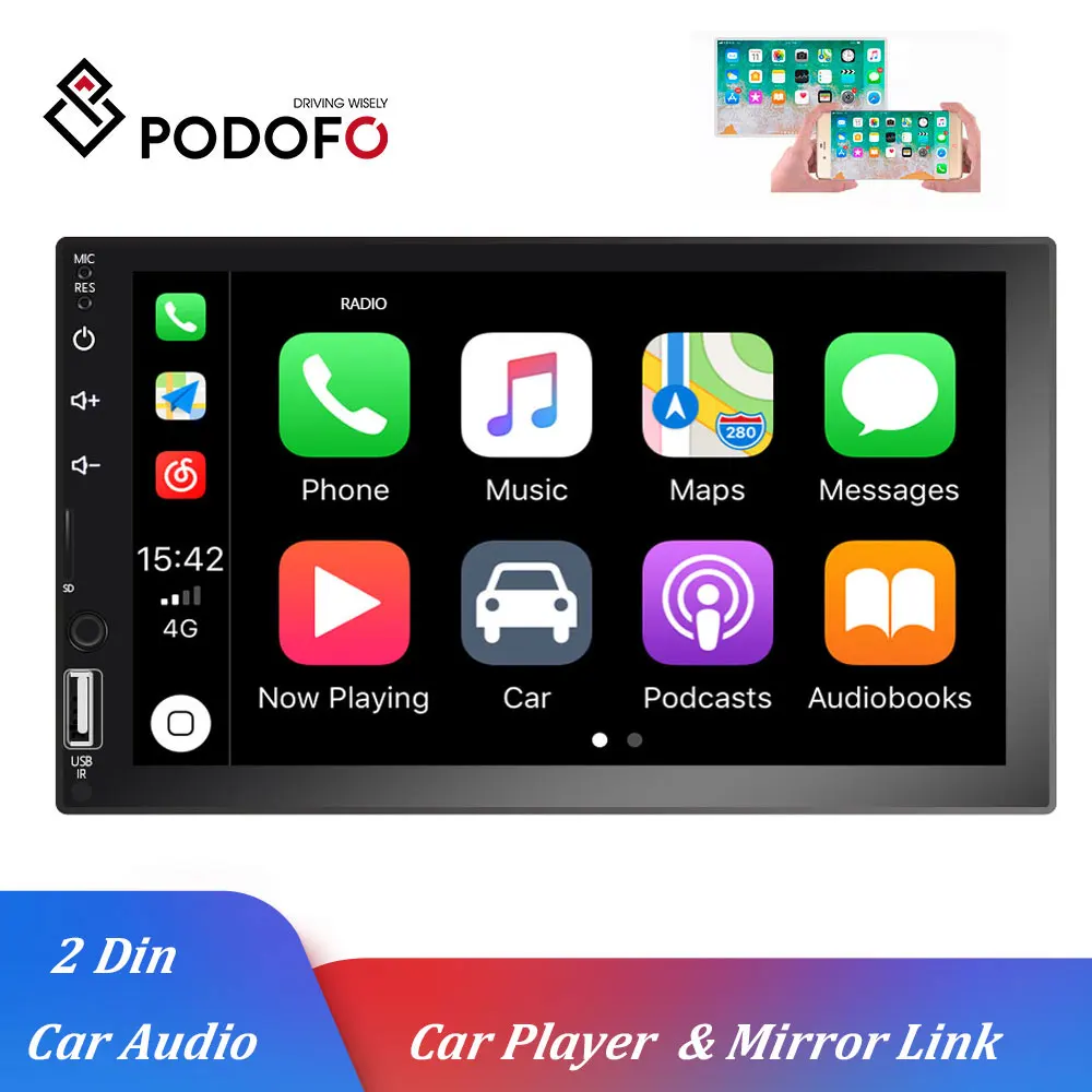 Podofo автомобильные радио D-Play Mp5 мультимедийный плеер 2Din 7 &quotHD Авторадио Mirrorlink