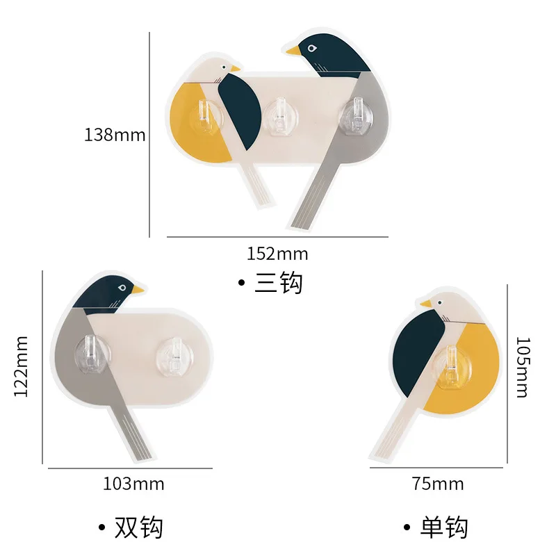 

Cute Bird Shape Hooks Creative Strong Sticky Door Sucker Wall Decoration Racks Multi-function Nail-Free Bathroom Sundry Key Hook