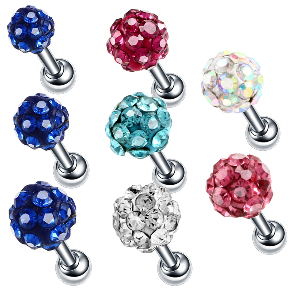 Серьга гвоздик со стальным кристаллом для пирсинга ушной раковины 1 шт.|Украшения